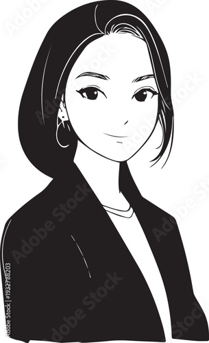Wallpaper Mural Smiling Muslim girl in hijab black and white vector illustration Torontodigital.ca