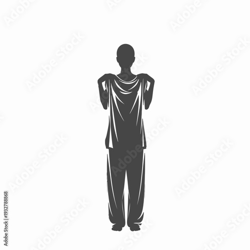 Man Standing with Hands on Shoulders Silhouette.