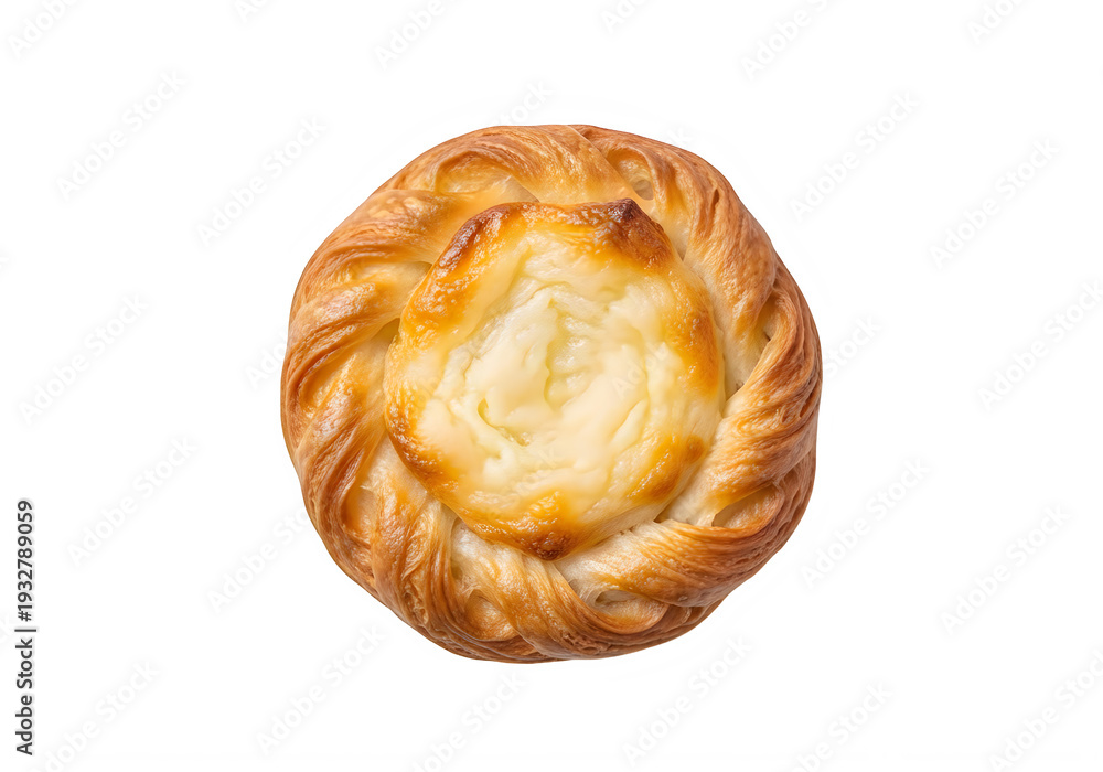 Fototapeta premium Golden-brown freshly baked brioche bread roll with a glossy crust, soft texture, and buttery aroma, isolated on transparent background for culinary and food photography
