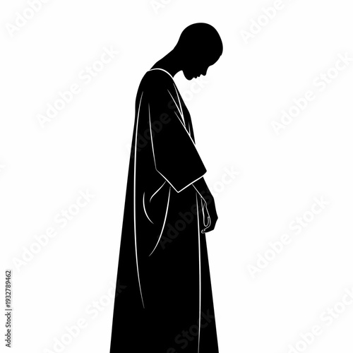 Man in Robe Standing Profile Silhouette.