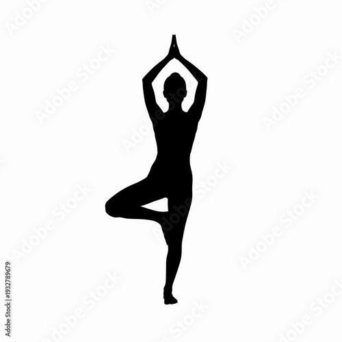 Woman Practicing Yoga Silhouette Fitness Pose.