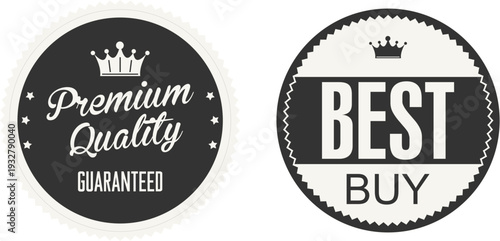 Premium quality and best buy labels on a white background