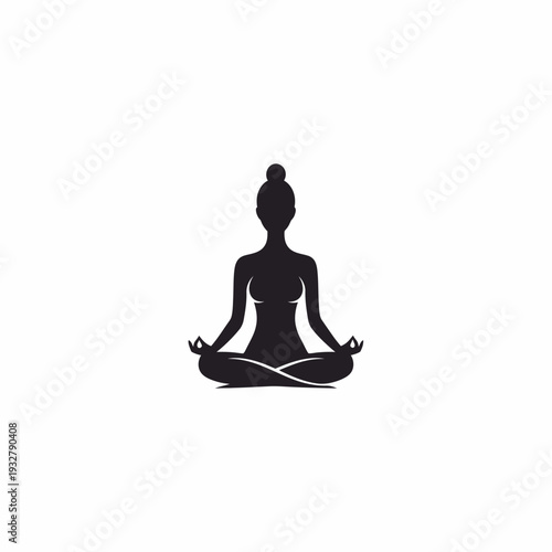 Woman Meditating in Lotus Position Silhouette.