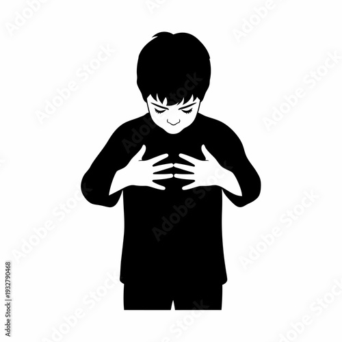 Young Boy Experiencing Chest Pain Illustration.