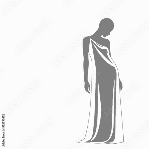 Woman Wearing Elegant Long Flowing Dress.