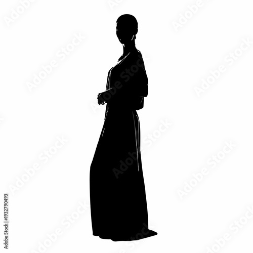 Silhouette of a Woman in Long Dress.