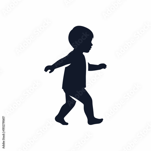 Silhouette of a Walking Child Profile.