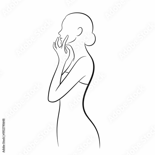 Woman Applying Perfume or Makeup on Face.