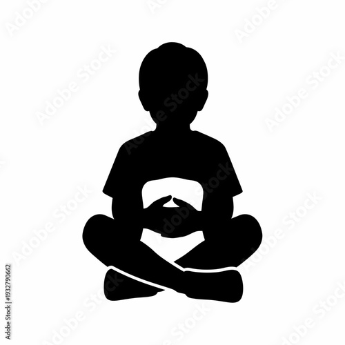 Young Boy Sitting in Lotus Position.