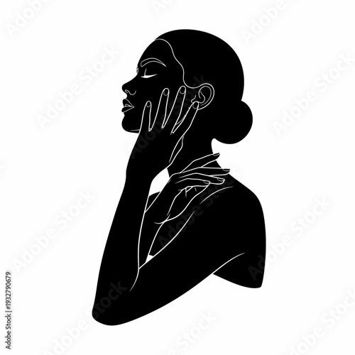 Silhouette of a Woman Thinking Deeply.