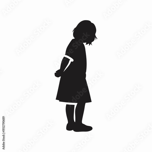 Silhouette of a Young Girl Standing Alone.