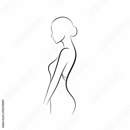 Woman Silhouette Illustration Side View Profile.