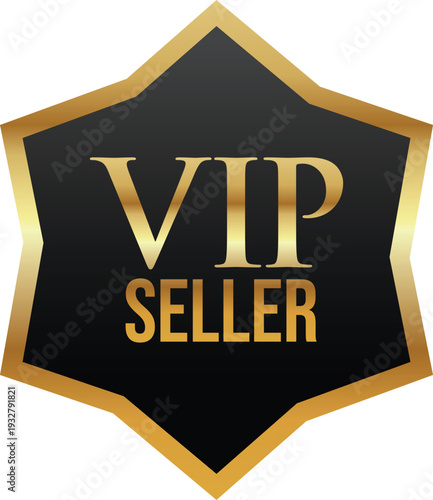 Vip seller badge with gold trim and star shape