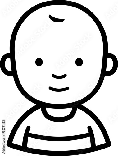 Wallpaper Mural Simple black and white illustration of a happy cartoon boy smiling Torontodigital.ca