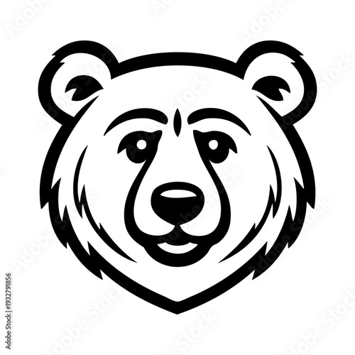 Dibujo sencillo con líneas de la cabeza de un oso pardo simpático 