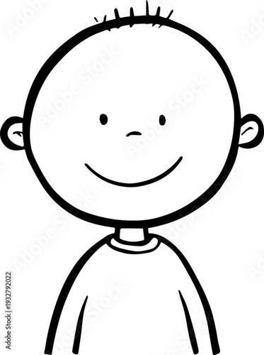 Wallpaper Mural Simple black and white illustration of a happy cartoon boy smiling Torontodigital.ca