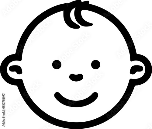 Wallpaper Mural Simple black and white illustration of a happy cartoon boy smiling Torontodigital.ca