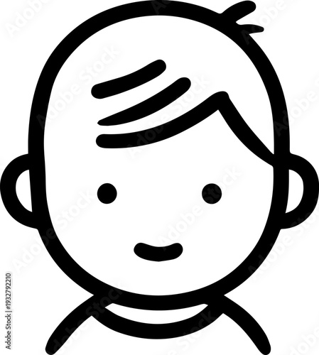 Wallpaper Mural Simple black and white illustration of a happy cartoon boy smiling Torontodigital.ca