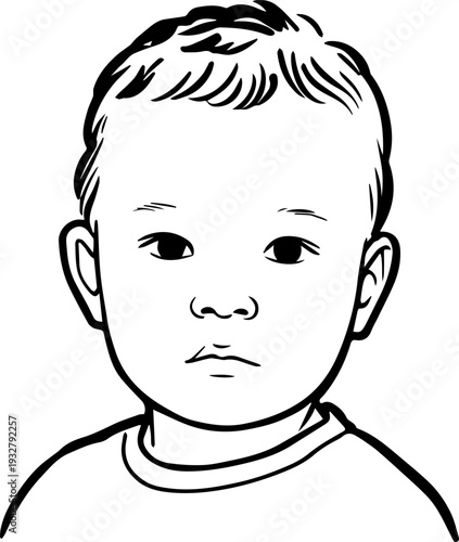 Wallpaper Mural Simple black and white illustration of a happy cartoon boy smiling Torontodigital.ca