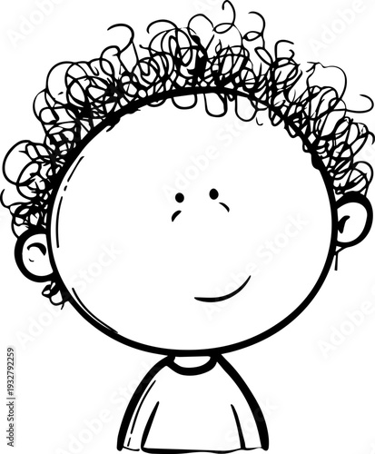 Wallpaper Mural Simple black and white illustration of a happy cartoon boy smiling Torontodigital.ca