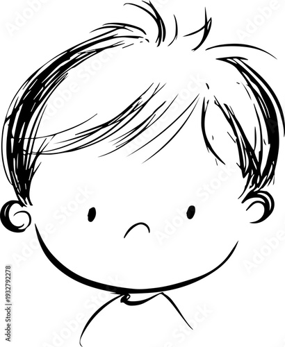 Wallpaper Mural Simple black and white illustration of a happy cartoon boy smiling Torontodigital.ca