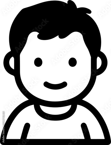 Wallpaper Mural Simple black and white illustration of a happy cartoon boy smiling Torontodigital.ca