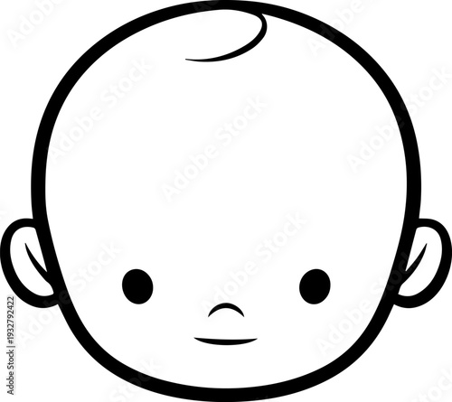 Wallpaper Mural Simple black and white illustration of a happy cartoon boy smiling Torontodigital.ca