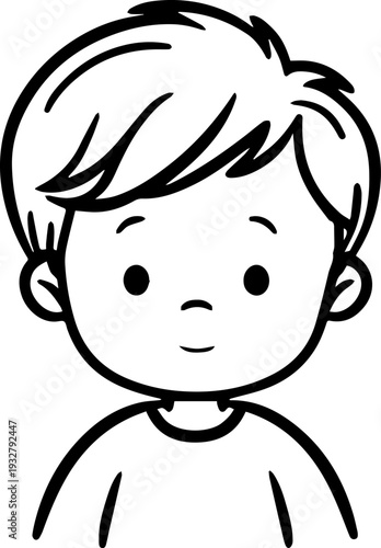 Wallpaper Mural Simple black and white illustration of a happy cartoon boy smiling Torontodigital.ca