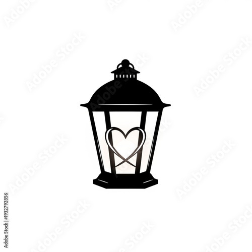 Wallpaper Mural A black silhouette of a lantern with a heart inside Torontodigital.ca