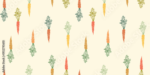 Seamless pattern with carrots, simple vegetable background