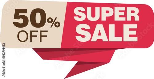 Super sale banner with 50 percent discount offer
