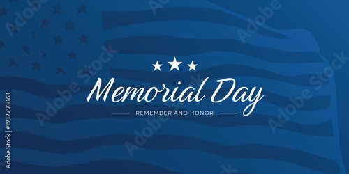 Memorial day patriotic background with american flag and typography