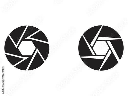 Camera shutter icons in black and white for photography and design elements  camera shutter icons