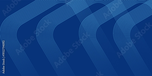 Abstract background with glowing curve geometric lines. Modern funny minimal trendy shiny blue lines pattern. Vector illustration