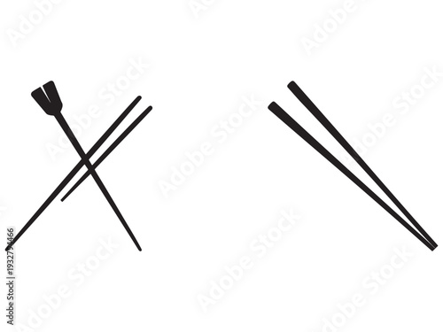 Chopsticks and a brush for cooking or eating Asian style food utensils for handling and serving food