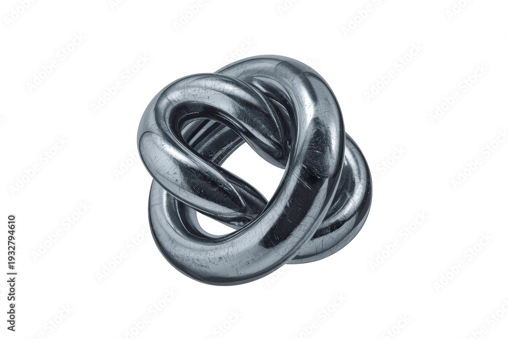 Naklejka premium Abstract metallic knot representing connection, complexity, and infinity with a grunge texture