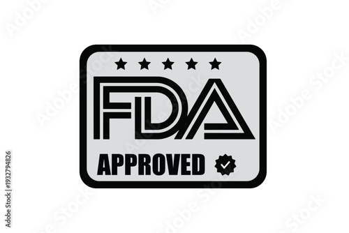 FDA approved stamp with stars on white background