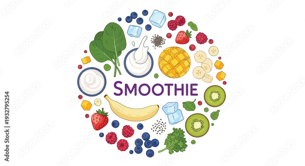 Fototapeta premium Healthy Smoothie Bowl Illustration