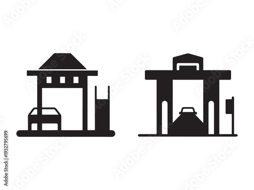 Gas station icons with car and fuel pump  service station signs  petrol station symbols