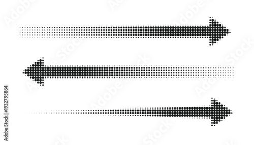 Halftone dotted arrow vector set