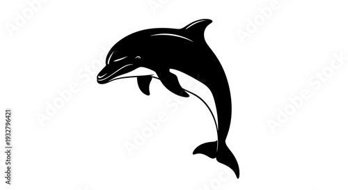 Jumping dolphin silhouette isolated on white background for design elements