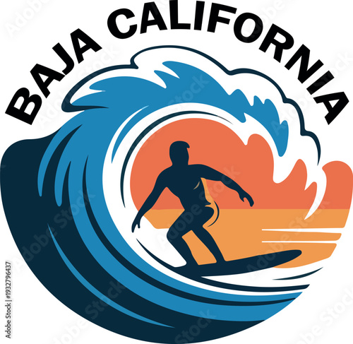 california baja california surfing logo icon vector  white background
