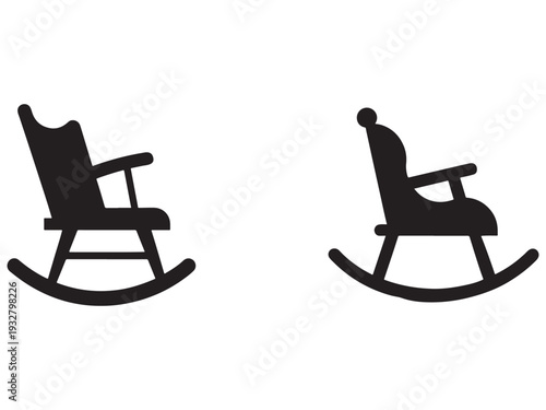 Rocking chair silhouettes in two different positions side view  furniture icons