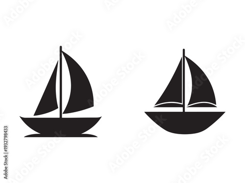 Sailboats with different sail configurations on white background  simple silhouettes