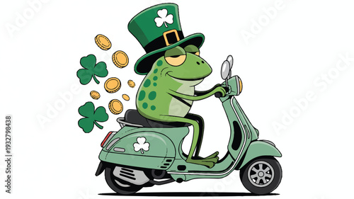 A cartoon illustration of a green frog wearing a St (2)_traced