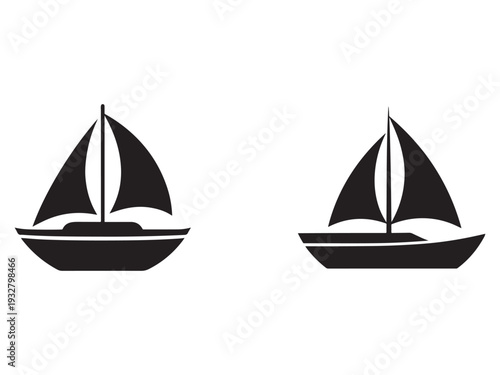 Sailboats with triangular sails on calm water  nautical icons  sail  boats  watercraft