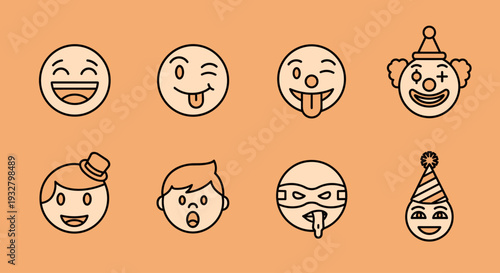 Collection of Cartoon Faces and Emoticons.