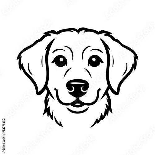 Dibujo sencillo con líneas de la cabeza de un perro labrador simpático 