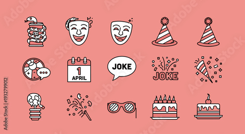 Collection of Party Thematic Icons and Symbols.