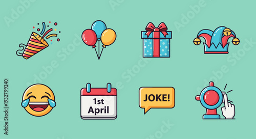 Collection of April Fools Day Emoticons and Symbols.